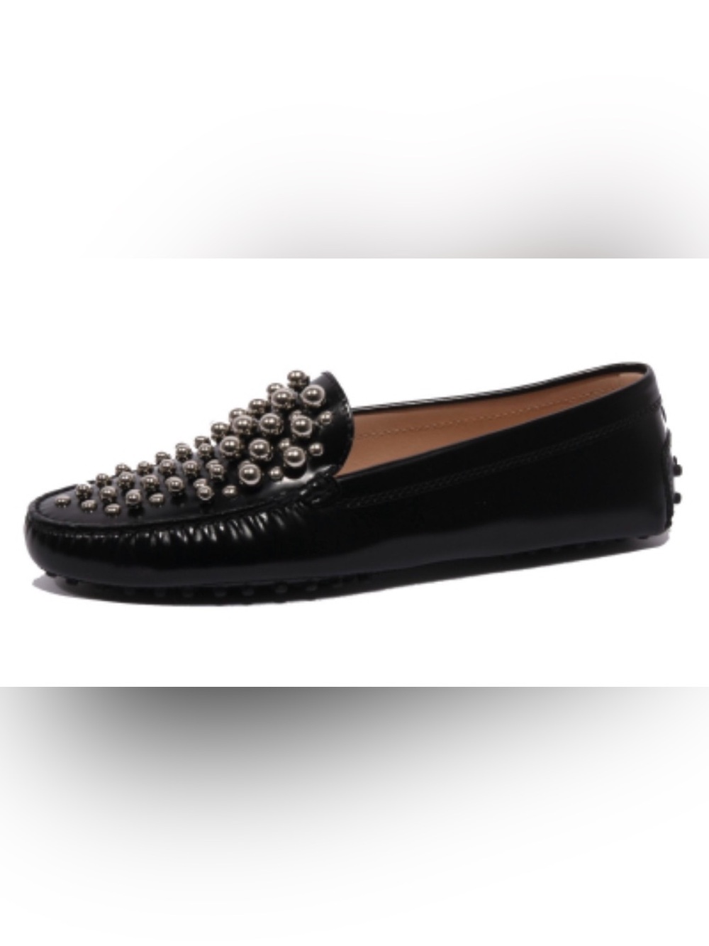 Tod's Black Leather Studded Driving Loafer